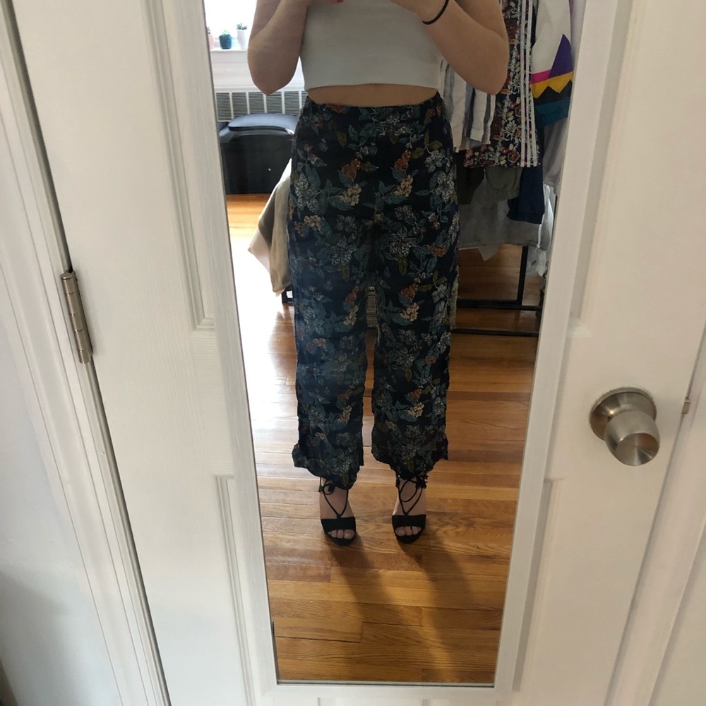 Wide leg, flowy, floral pants